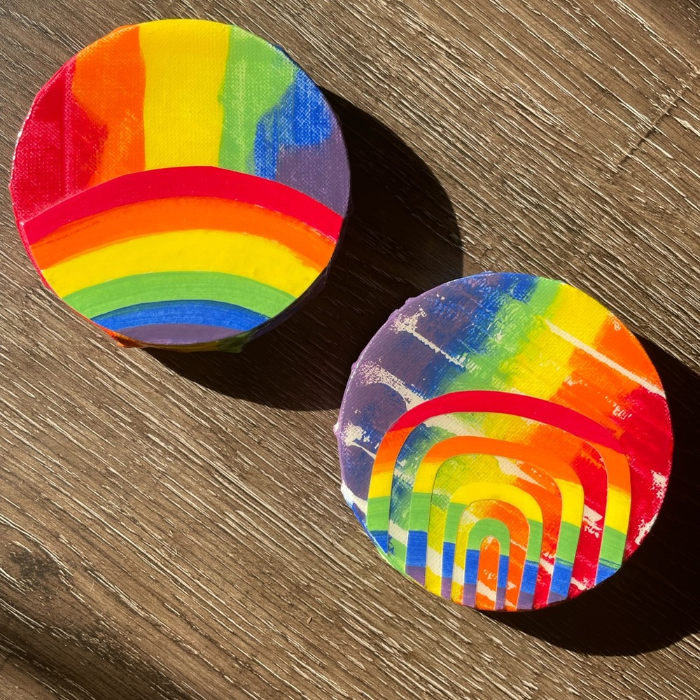 Colorful Rainbow Circle Canvases